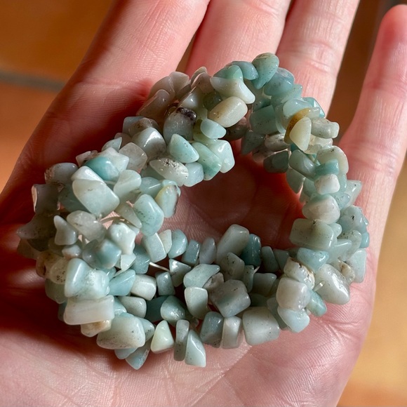 Amazonite Stretchy Web Bracelet – Natural Crystal Chip Stones - Picture 5 of 5